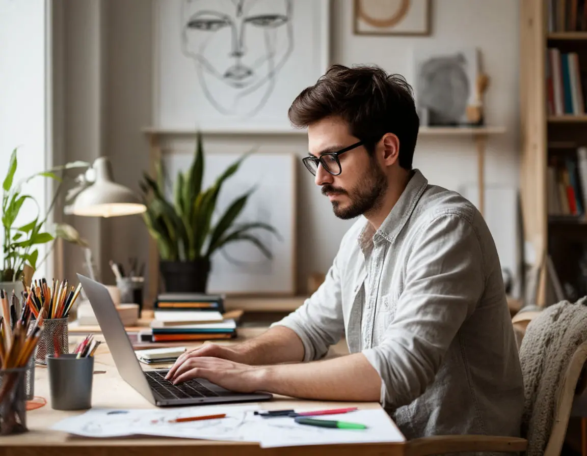 Freelancer trabajando desde casa